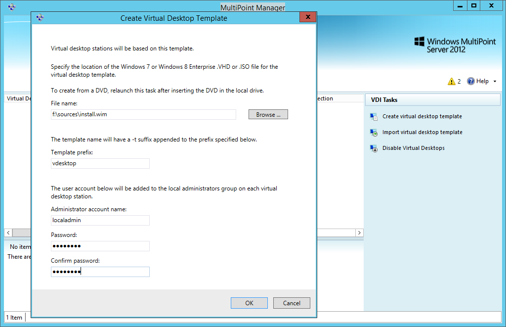 3@uCreate virtual desktop templatevNbNāAWindows 10 Technical Preview for EnterprisẽC[WiVHDAISOA܂DVDInstall.wimjw肵ăev[g쐬