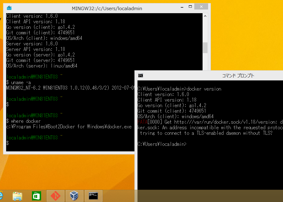 4@Boot2DockerDocker Client for Windowsidocker.exej́AP̂łpłBWindowslCeBuł邽߁AR}hvvgWindows PowerShells\