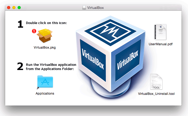 VirtualBox̃CXg[[̉ʃ_E[hVirtualBox̃CXg[[NBuDouble click on this icon:ṽACRNbNƁAVirtualBox̃CXg[JnB@ i1j̃ACRNbNB