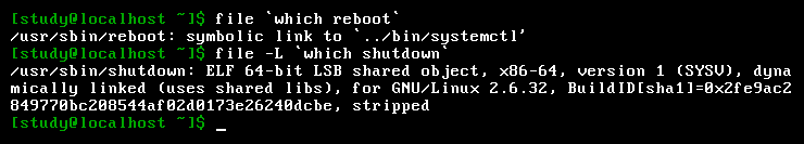 7@ufile `which reboot`vreboot̏ꏊTÃt@C`𒲂ׂiu/usr/sbin/rebootv̓V{bNNƕ̂ŁAɁufile -L `which reboot`vŃNׂĂj