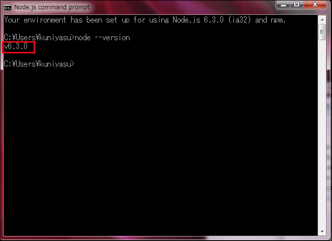 }13@Node.js̃R}hvvgʂɁunode --versionvƓ͂ƁANode.js̃o[W\ꂽ