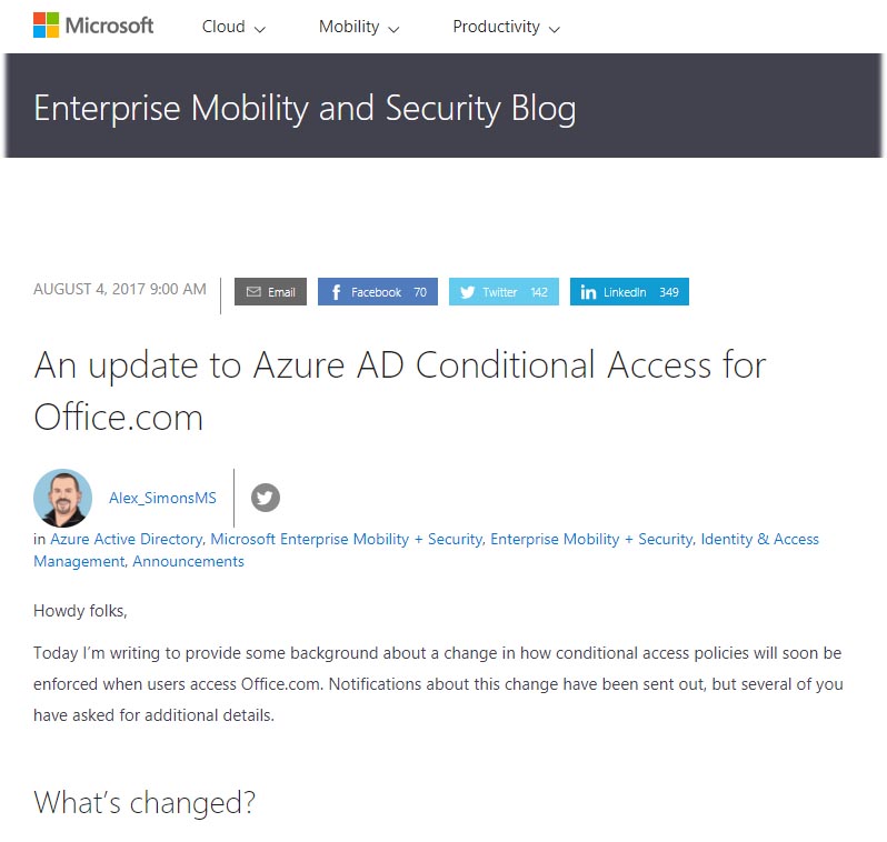 An update to Azure AD Conditional Access for Office.com