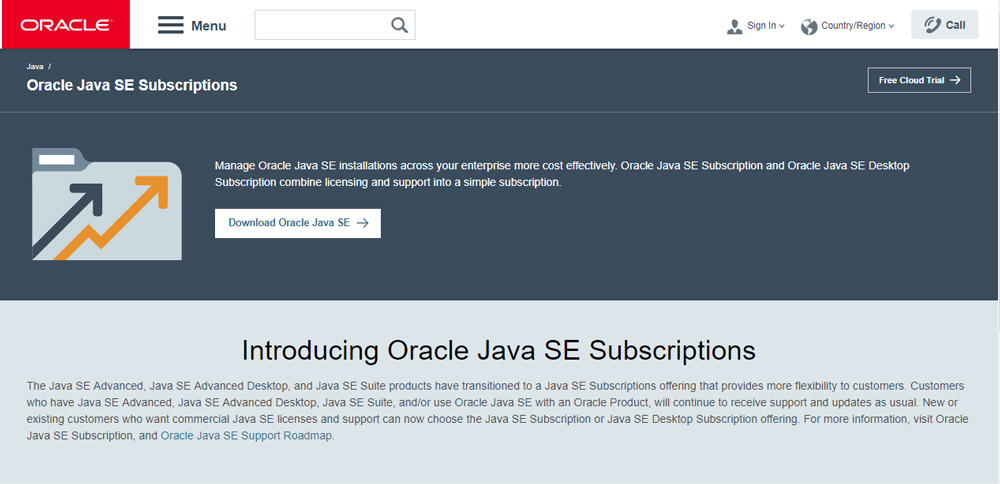Java SE Subscriptions̃y[W