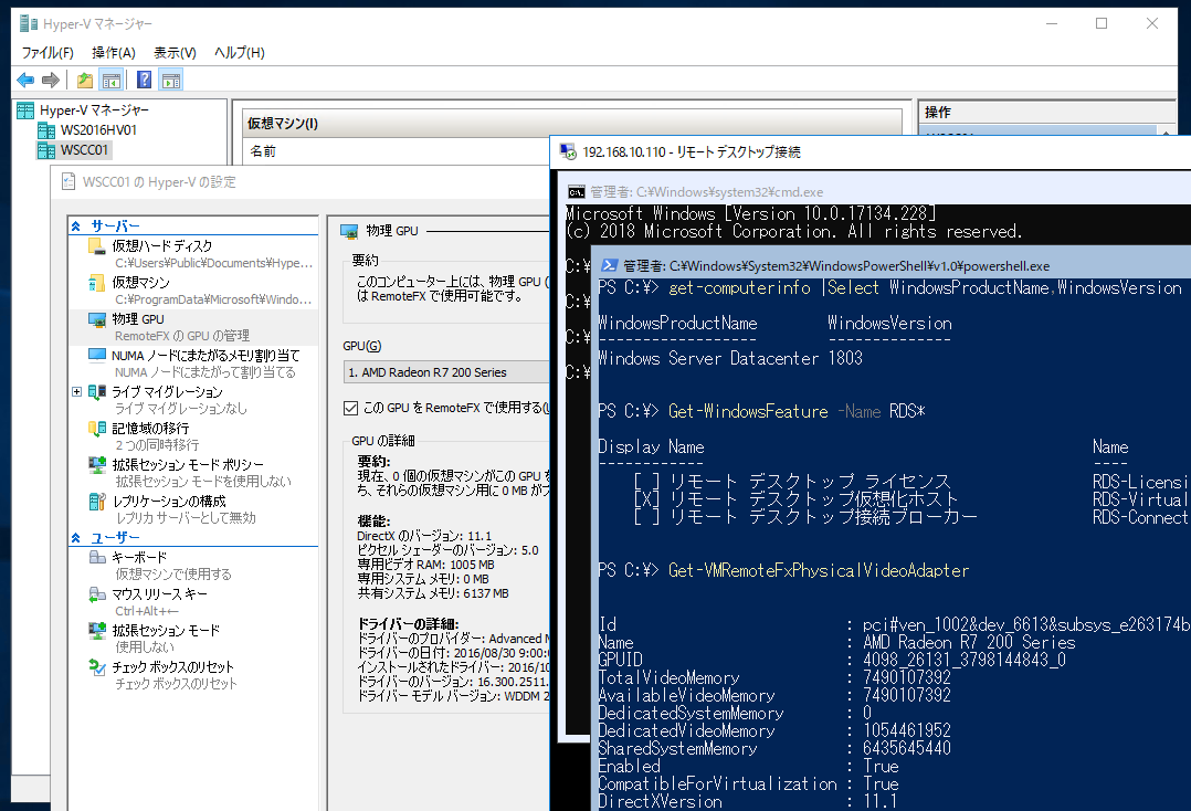 3@`lWindows Server, version 1803܂ł́Au[gfXNgbvzzXg̖vT[rXL邱ƂŁARemoteFX vGPUT|[gł