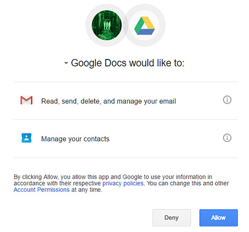 Google Docsを装う詐欺メール