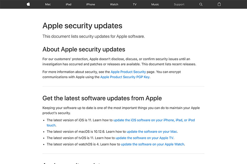 Apple Security UpdatesŏCꂽƎ㐫̏ȂǂJꂽ