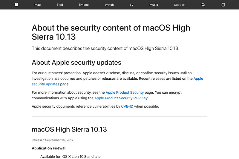 macOS High Sierra 10.13ł́ALion 10.8ȍ~̃o[Wɑ݂Ă̐Ǝ㐫C