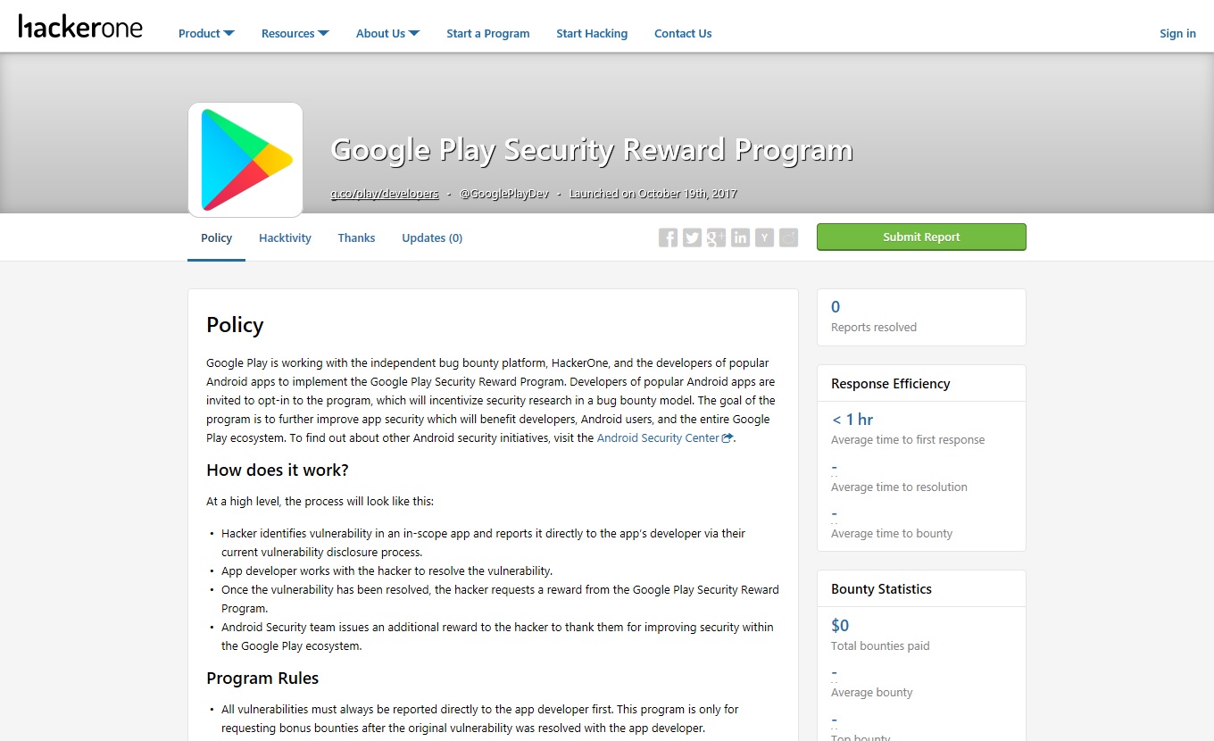 Google Play Security Reward Program̐