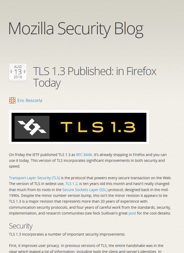 TLS 1.3ւFirefox̑Ή󋵂Mozilla