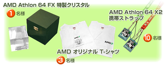 1���l - AMD Athlon 64 FX �����N���X�^���A3���l - AMD �I���W�i�� T-�V���c�A10���l - AMD Athlon 64 X2 �g�уX�g���b�v