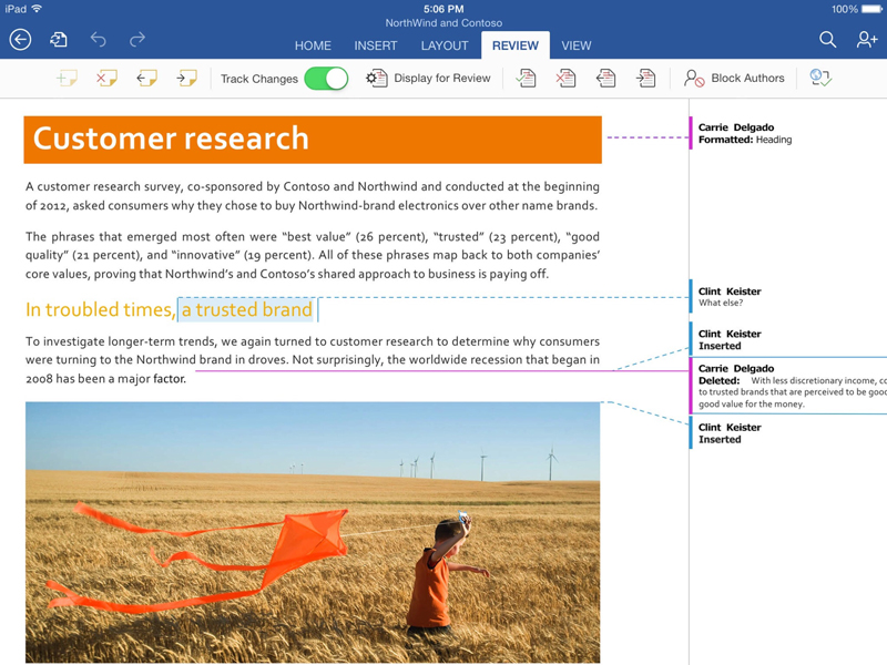 Microsoft Office for iPadsNbNŊgt