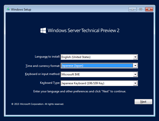 uWindows Server 2016 Technical Preview 2vʁsNbNŊgt