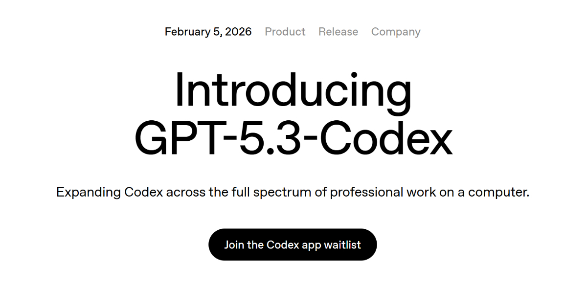 OpenAI、エージェントコーディングモデル「GPT-5.3-Codex」発表　Anthropicの新Opus発表直後に