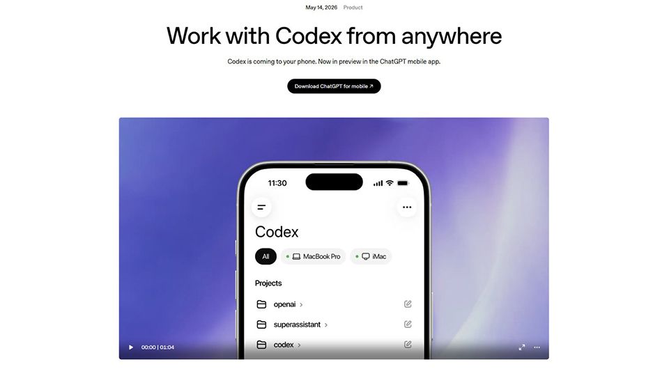 OpenAI�A�uCodex�v��ChatGPT���o�C���A�v���ɓ��������O�o�悩��R�[�f�B���O��Ƃ��Ǘ�