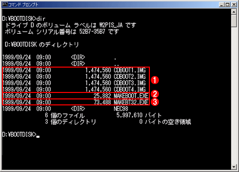 Windows 2000インストール用CD-ROMの「BOOTDISK」サブディレクトリ