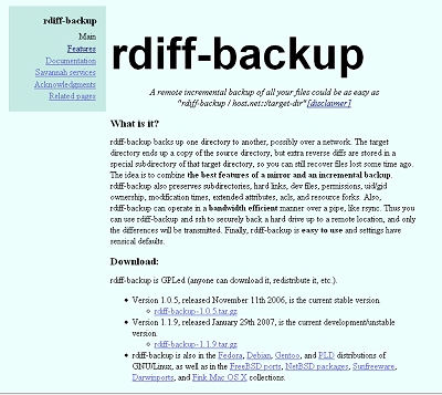 画面1　rdiff-backupのサイト
