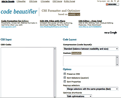 図2　「code beautifier」のページ