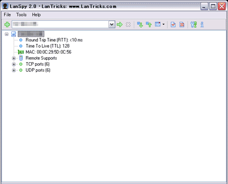 図4　Windows Server 2003に対しLanSpyを実行した結果