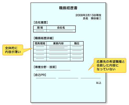 図1　改良前の関谷さんの職務経歴書