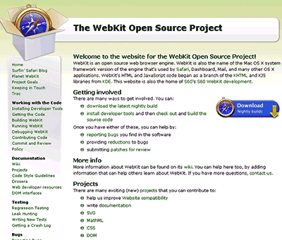 「WebKit」のトップページ