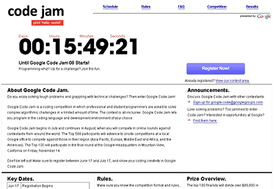 「Google Code Jam」のトップページ