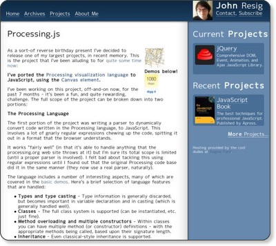 John Resig - Processing.js via kwout