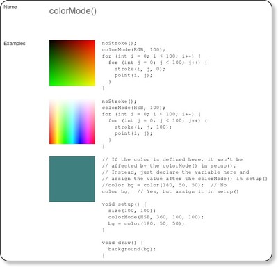 colorMode() Language (API) Processing 1.0 (BETA) via kwout