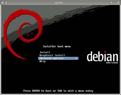 画面1　Debianの起動画面