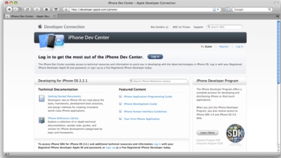 iPhone Dev Centerユーザ登録ページ