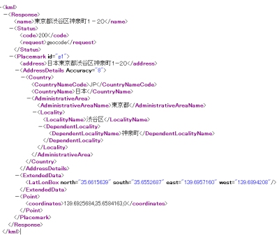 NGɑ΂ČʂXMLf[^ƂĕԋpHTTP Geocoder