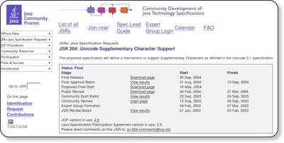 The Java Community Process(SM) Program - JSRs: Java Specification Requests - detail JSR# 204 via kwout