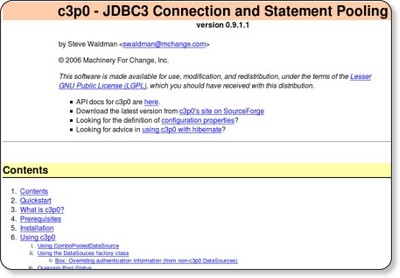 c3p0-v0.9.1.1 - JDBC3 Connection and Statement Pooling - Documentation