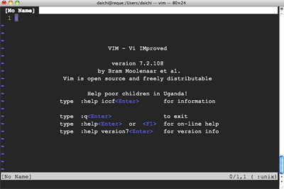画面7　/usr/bin/vim - Mac OS X Snow LeopardにデフォルトインストールされているVim