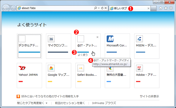 Internet Exploer 9の よく使うサイト をカスタマイズする Tech Tips It