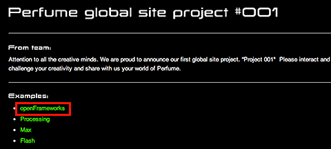 Perfume global site project #001