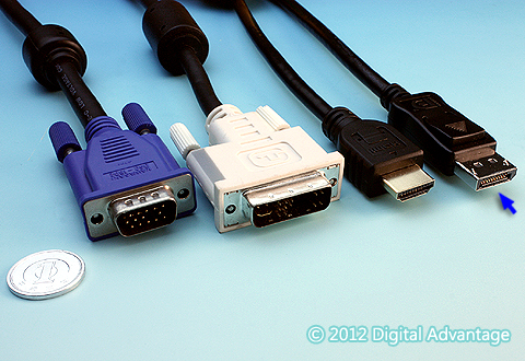 DisplayPortコネクタと、その他のディスプレイ用コネクタとの比較