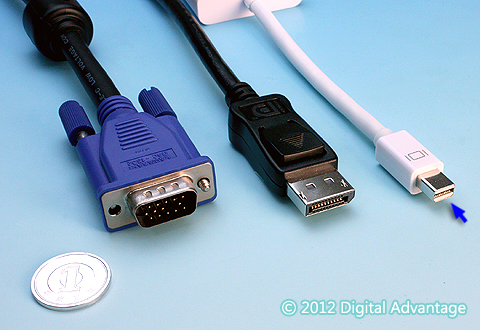 Mini DisplayPortコネクタと、その他のディスプレイ用コネクタとの比較