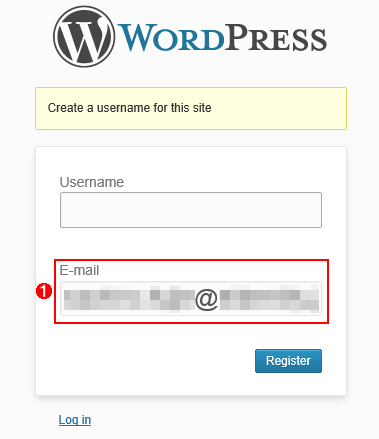 WordPressのユーザー登録画面