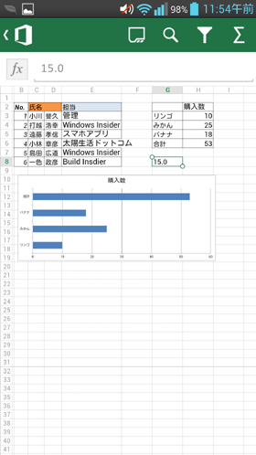 ExcelXvbhV[g̍ČiAndroidOffice Mobilej