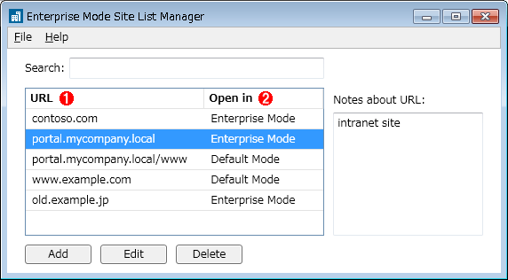 Enterprise Mode Site List ManagerɂTCg̊Ǘ