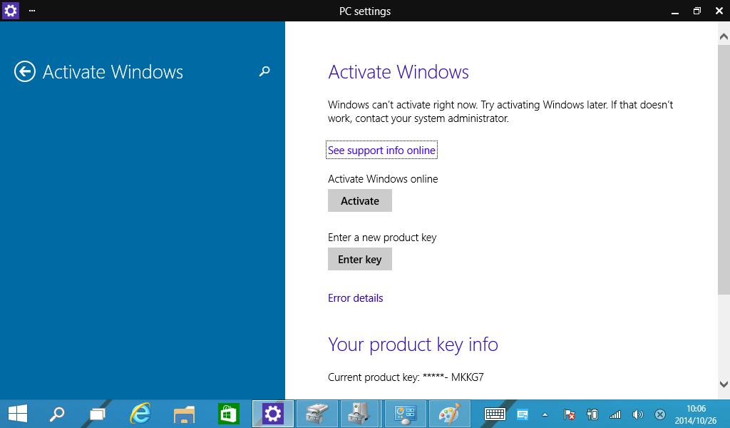 3@Windows 10 Technical Preview for Enterpriserh9860ɃAbvO[hƃCZXF؂ȂAv_NgL[ւ邱Ƃł̕s͉