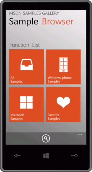 3種類の「Sample Browser」アプリ（Windows Phone版）