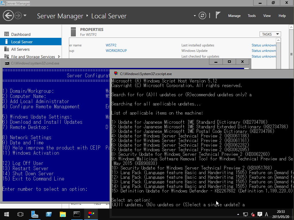 7@uWindows Server Technical Preview 2vɂ́AWindows Update̋@\B蓮XV́AServer Corẽc[őp`ɂȂĂ