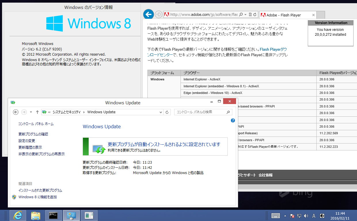 3@Windows 8IE 10Flash PlayeŕA2016N1ɍXVꂽo[Wu20.0.0.272vōŌƂƂɂȂ