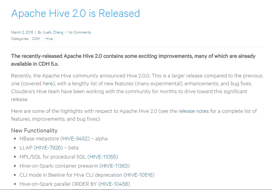 Apache Hive 2.0̃[X`ăNEf̃uO