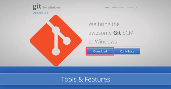 図1　公式サイトでGit for Windowsの最新版をダウンロード