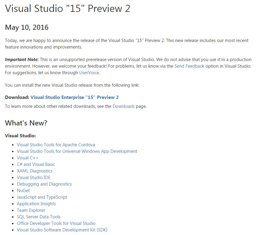 Visual Studio "15" Preview 2 ̏ڍ׏