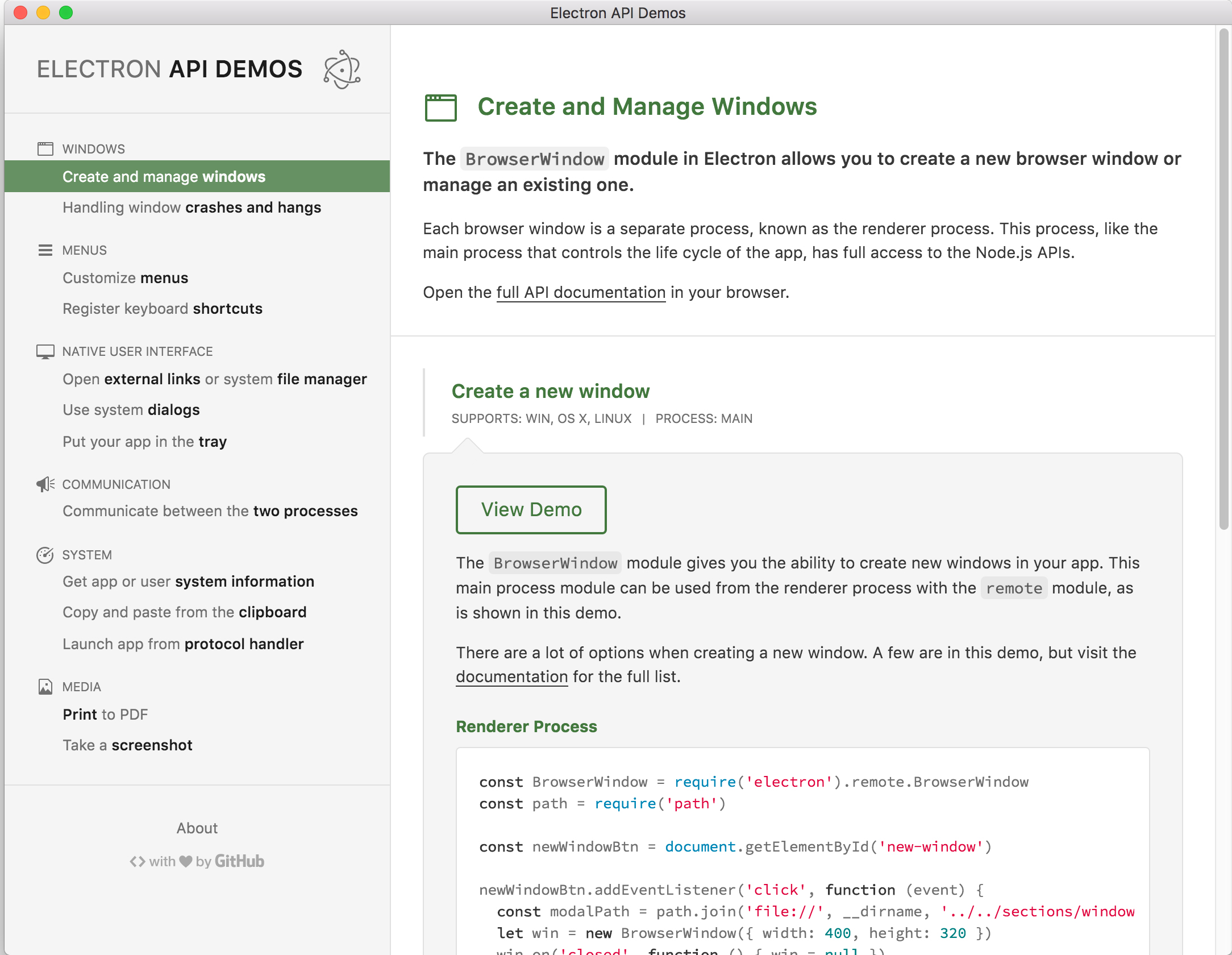 uExplore the Electron APIsv̊{