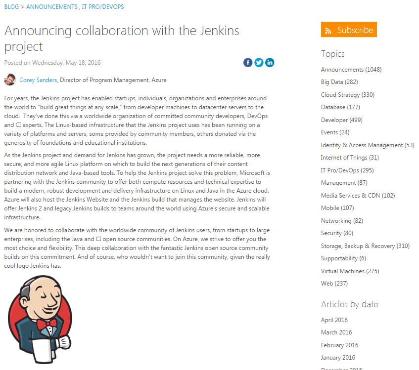 Announcing collaboration with the Jenkins project.