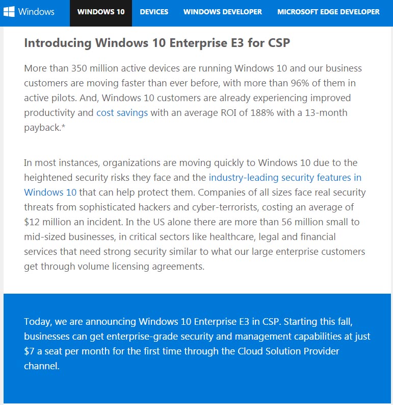 Windows 10 Enterprise E3 for CSPɂ